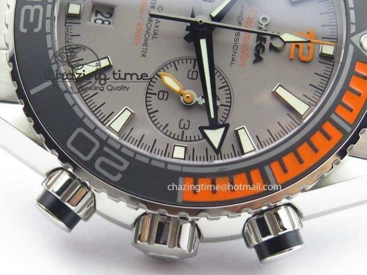 1223 Planet Ocean Master Chronometer Chrono SS OM 1:1 Best Edition Gray Dial On SS Bracelet A Reliable 8180